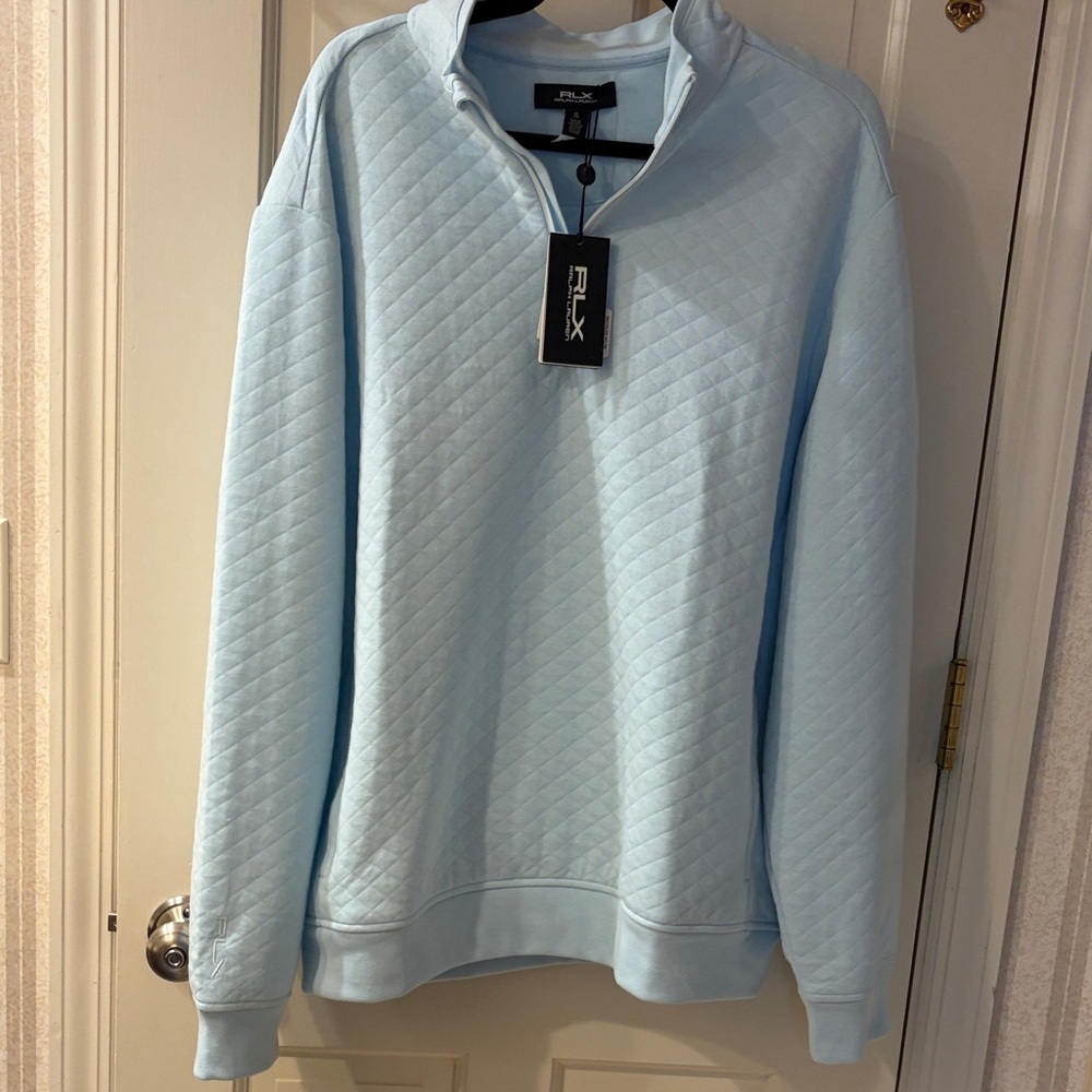 Polo by Ralph Lauren Light Blue Quilted Zip-Up Sweater